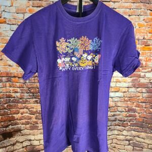 Snoopy Peanuts Happy Everything Graphic T Shirt Purple Gildan Mens Medium Tee